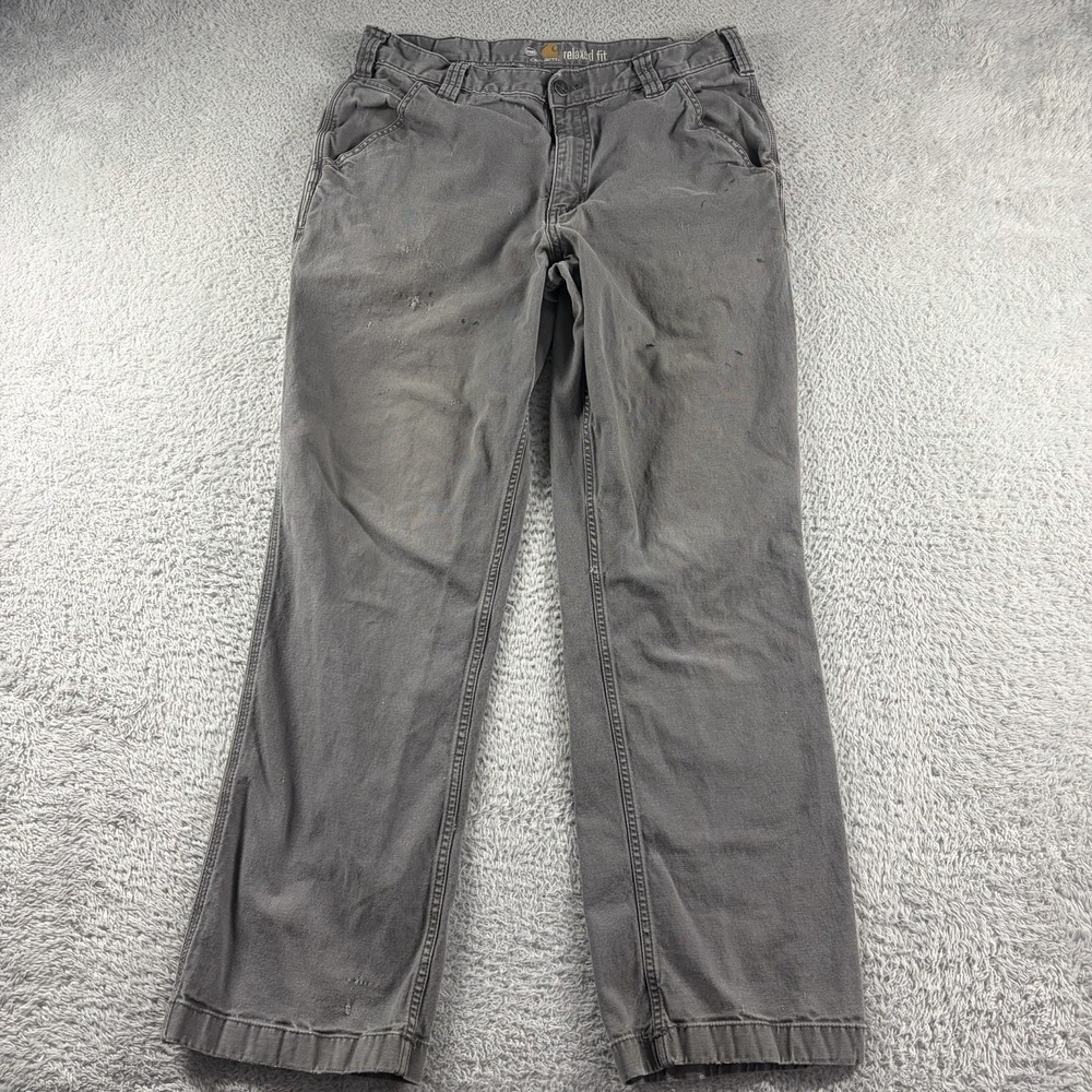 Carhartt Relxed Fit Carpenter Utility Pants Mens 34x32 Gray Heavy‎ Weight Canvas
